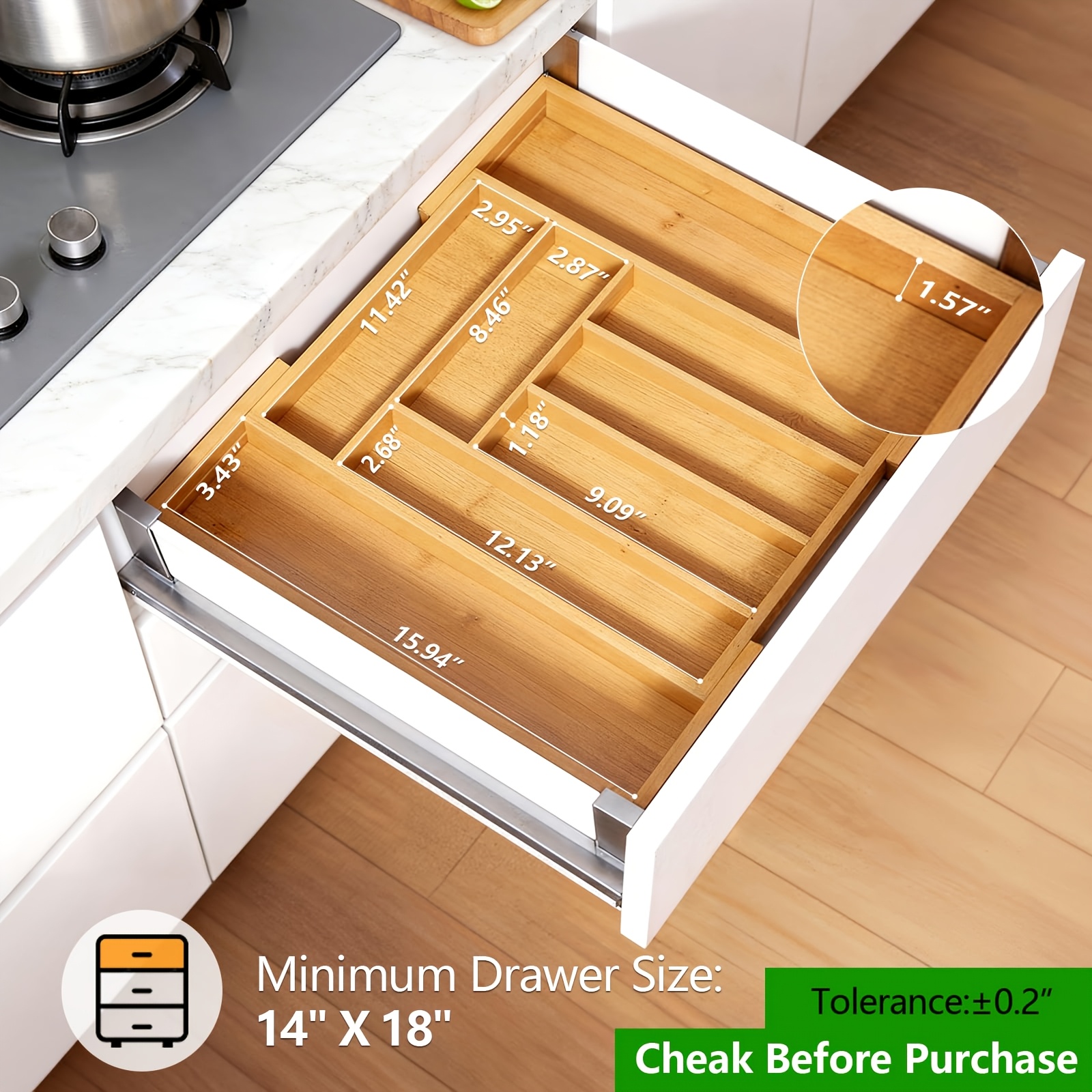 Bamboo Expandable Drawer Organizer